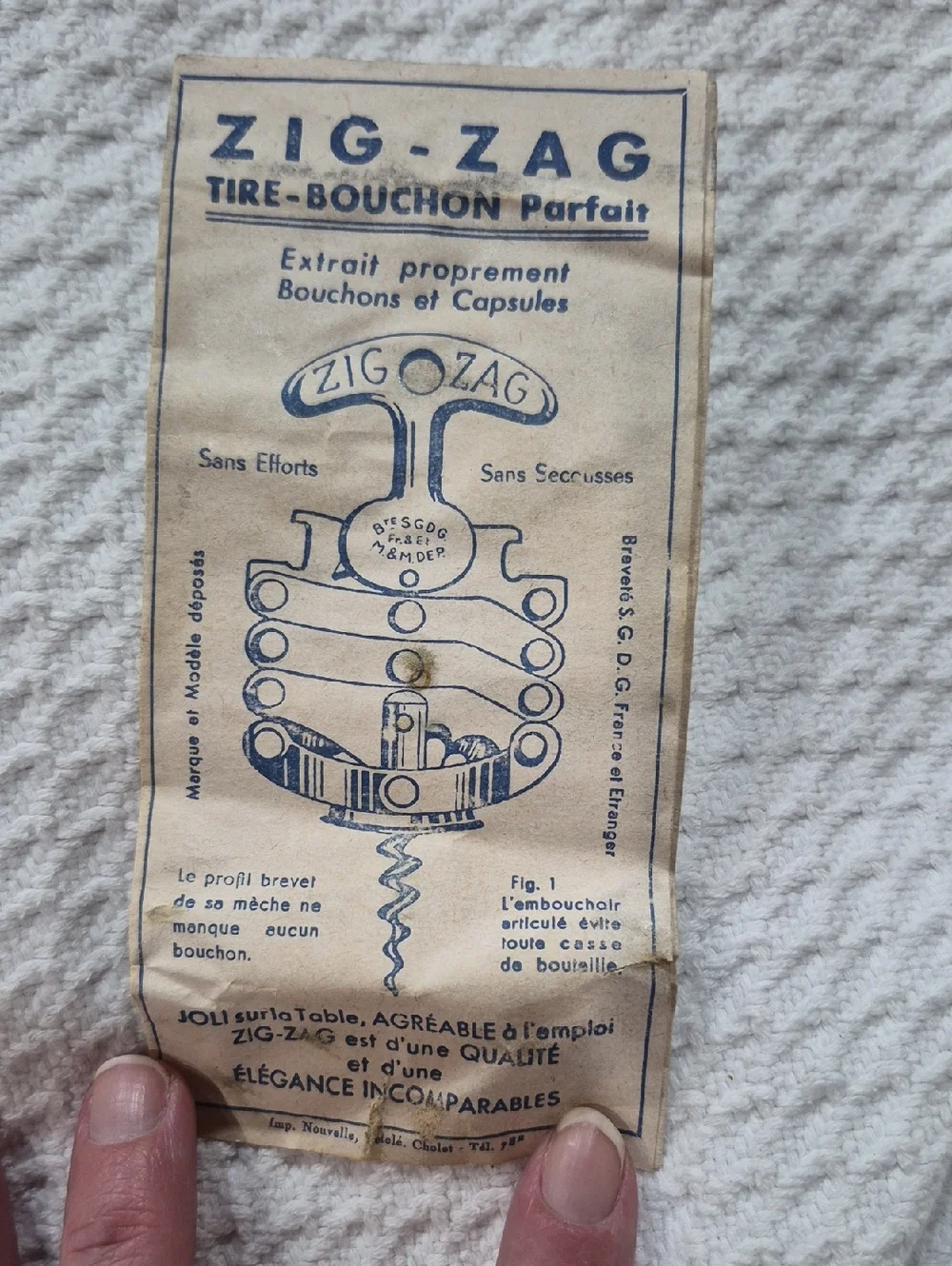 ZIG-ZAG Vintage Mechanical Corkscrew Tire-Bouchon In Box With Instructions